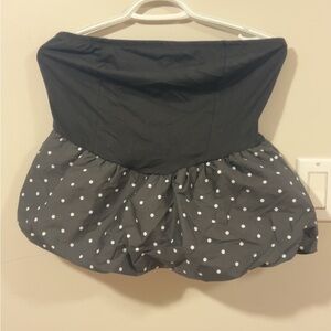 Black Strapless Polka Dot Bubble tube top